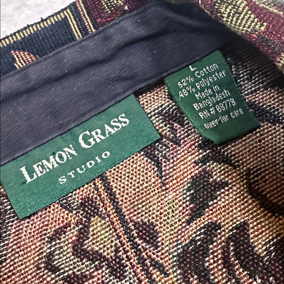 Vintage Moody Tapestry Bold Shoulder Burgundy Navy Paisley Floral Jacket Women L - Picture 7 of 7